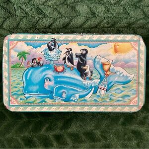 Rare Vintage 1970s Save The Whales Metal Tin Ocean Sea Animals Creatures